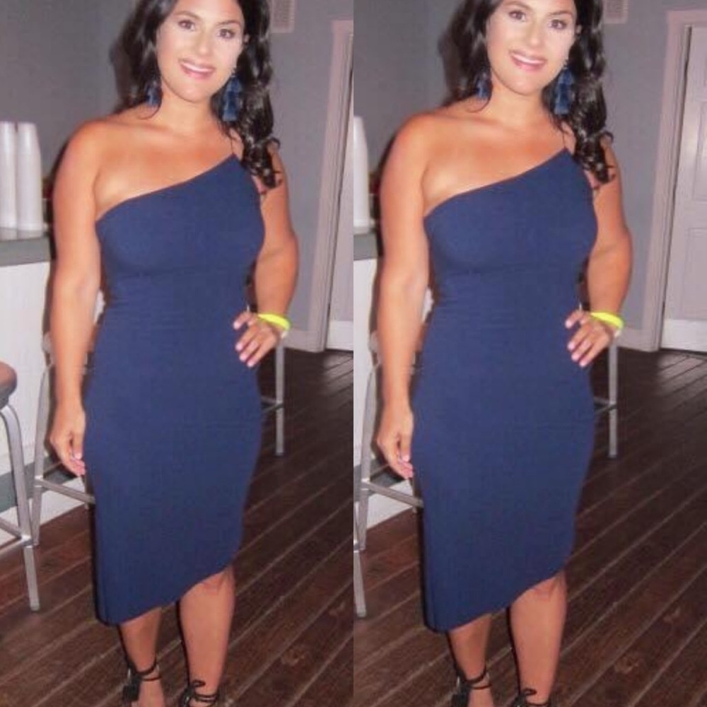 Olivaceous one strap navy dress